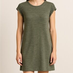 Indigo USA Green Fringe Tassel Shift Dress NWT Size 2 Boho Casual